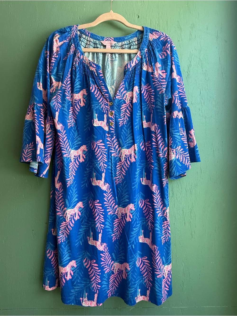 Lilly Pulitzer Teigen Dress Royal Purple Dazzle Pink Zebra Size L $45